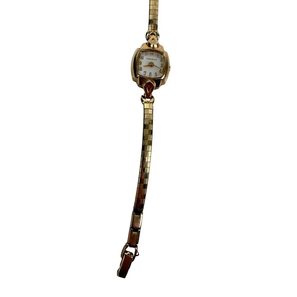 Vintage Caravelle 1966 M6 Gold Tone Manual Wind Women Cocktail Watch